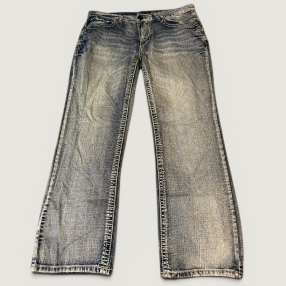 Axel Brand Mens Treadwell Relaxed Straight Leg Jeans Blue Medium‎ Wash 36x32